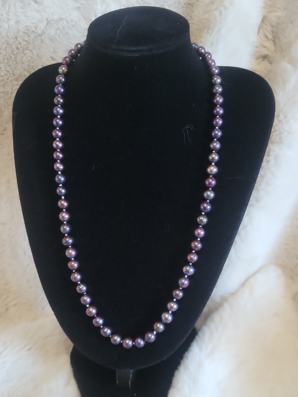 Genuine Tahitian Pearl Necklace Rare Purple Aubergine Color